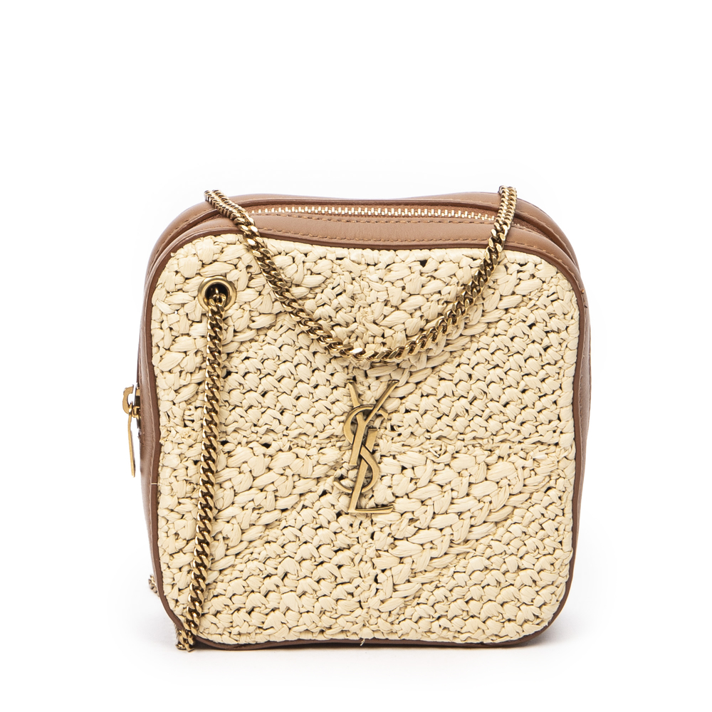 Yves Saint Laurent Jamie Mini Cube Raffia Crossbody